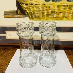Set of 2 Red lobster Clear Glass Vases